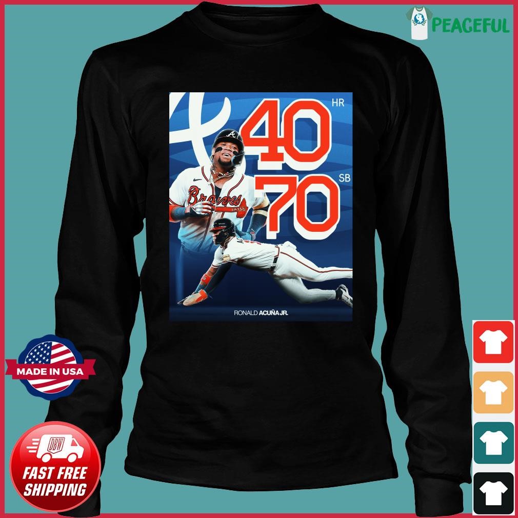 Official ronald Acuna Jr 40 Home Runs Atlanta Braves Poster shirt, hoodie,  sweater, long sleeve and tank top