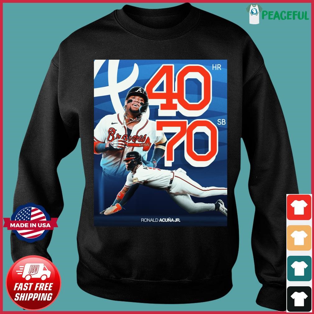 Official ronald Acuna Jr 40 Home Runs Atlanta Braves Poster shirt, hoodie,  sweater, long sleeve and tank top