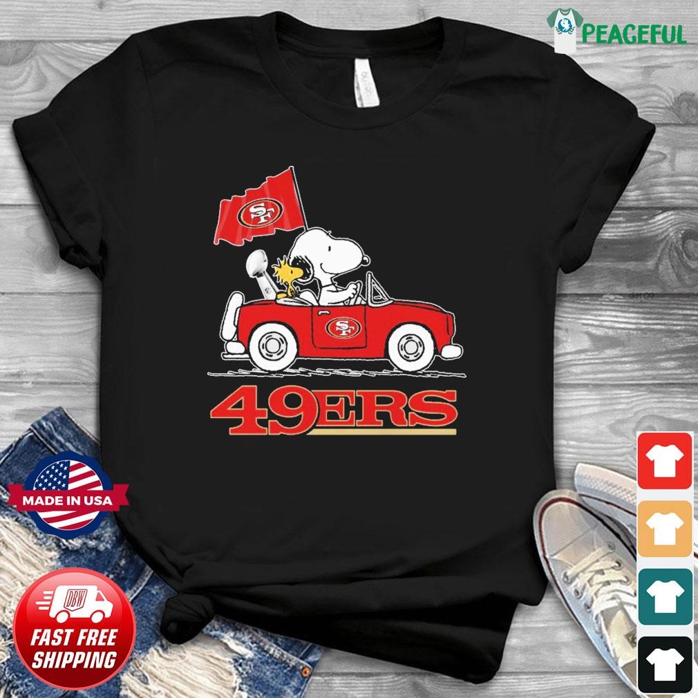 Snoopy And Woodstock Driving Car San Francisco Giants T-Shirt by