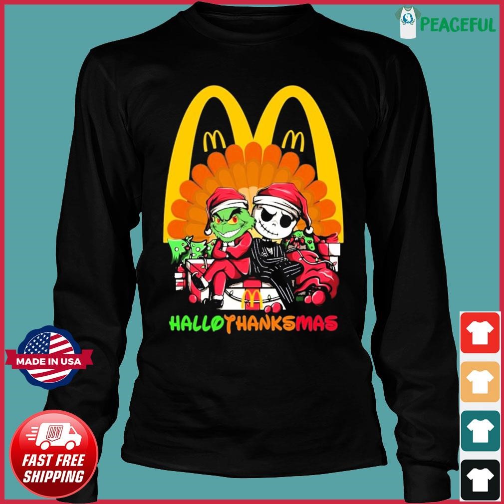 Official Santa Grinch and Jack Skellington Subway hallothanksmas shirt,  hoodie, sweater, long sleeve and tank top