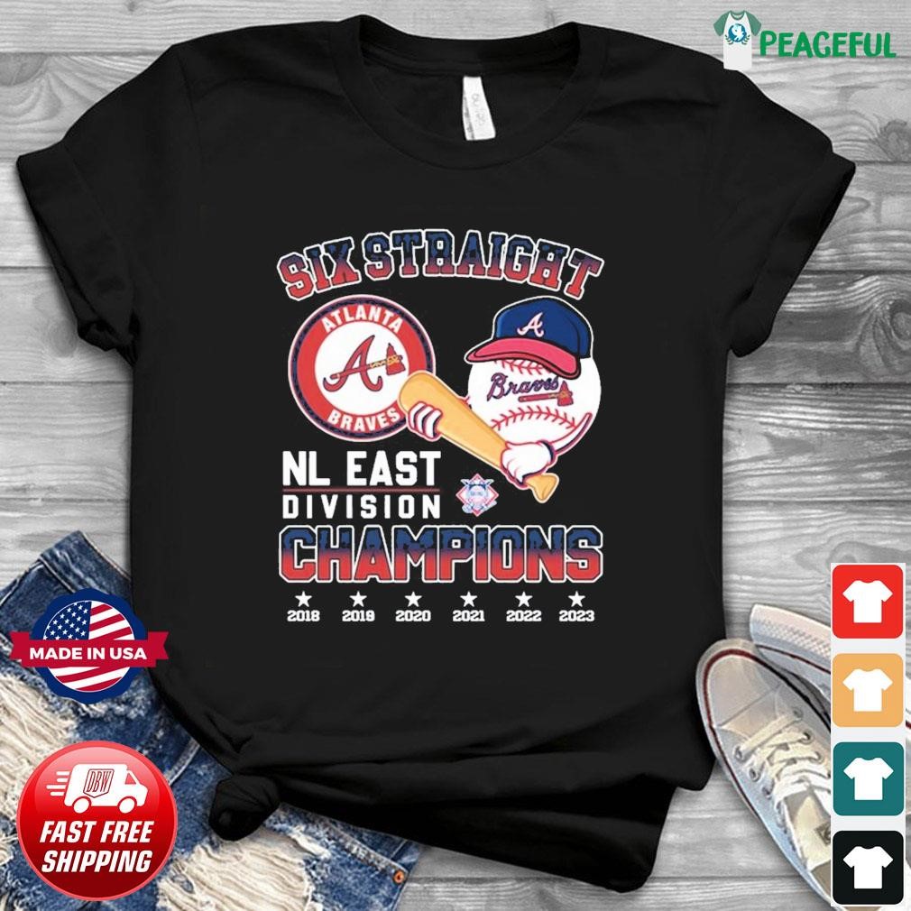 Six Straight Atlanta Braves NL East Division Champions Unisex T-Shirt,  hoodie, sweater and long sleeve