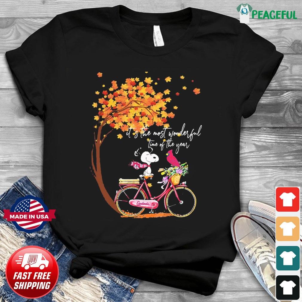 Snoopy On Bike St Louis Cardinals It's The Most Wonderful Time Of The Years  Shirt, hoodie, sweater, long sleeve and tank top