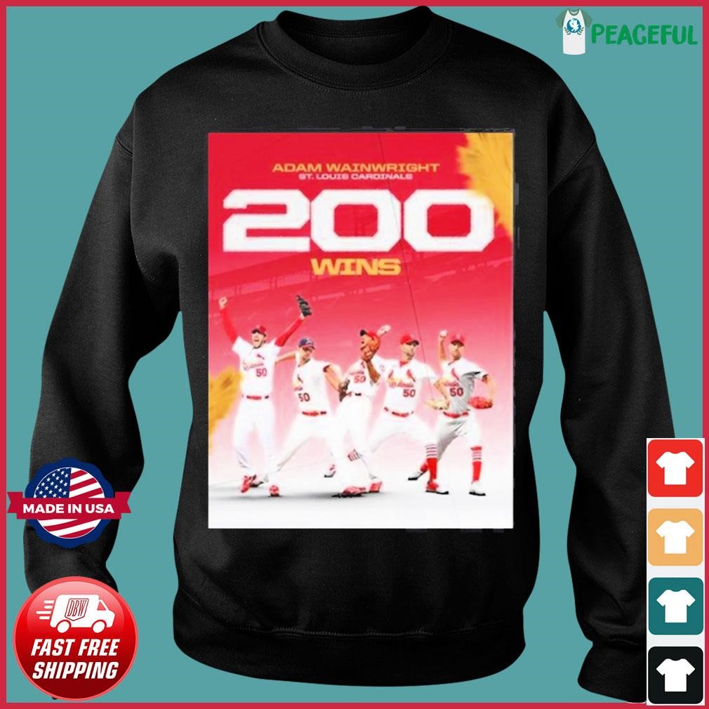 Official St louis cardinals adam wainwright 200 career wins in mlb T-shirt,  hoodie, tank top, sweater and long sleeve t-shirt