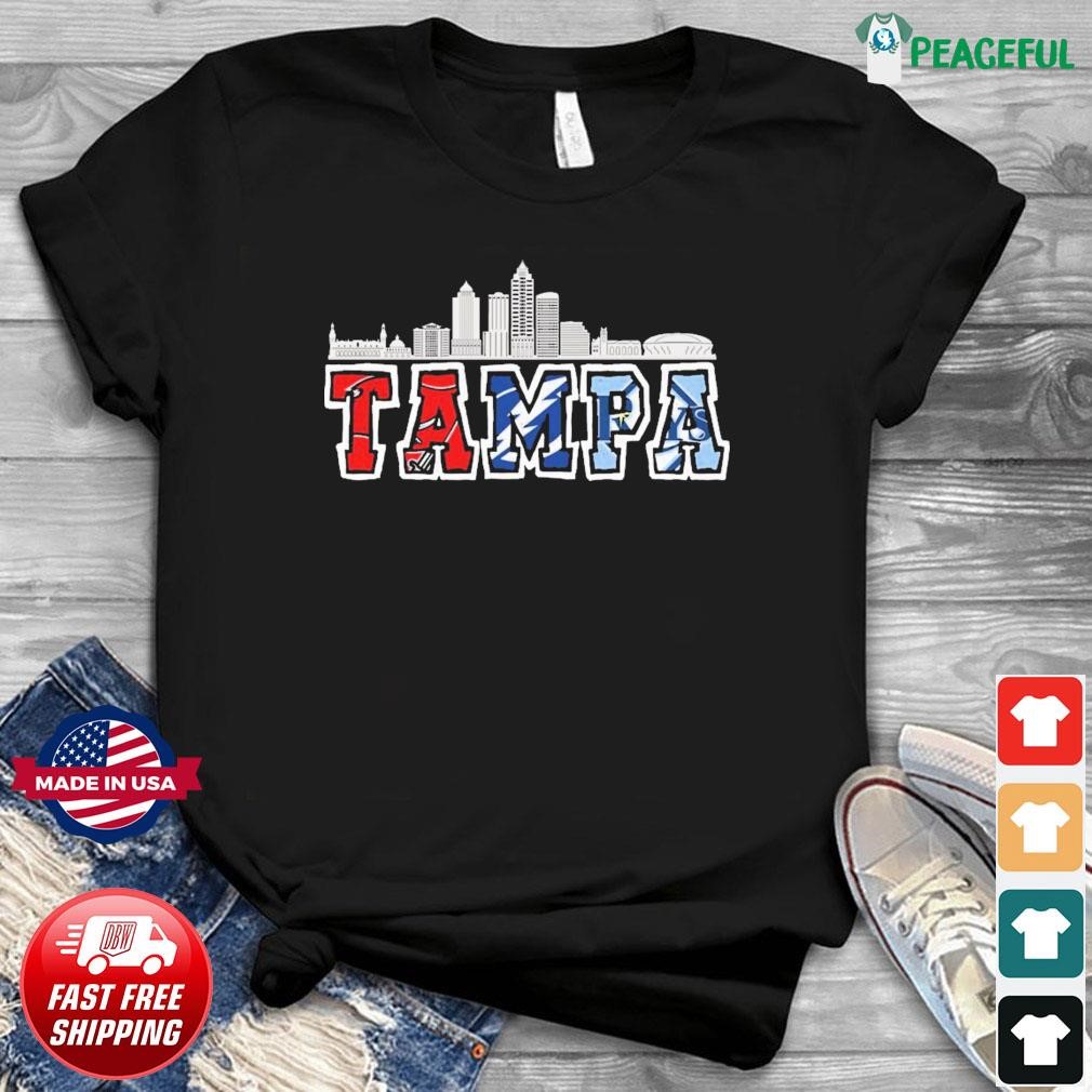 Tampa Bay Buccaneers Bay Lightning Bay Rays skyline logo shirt