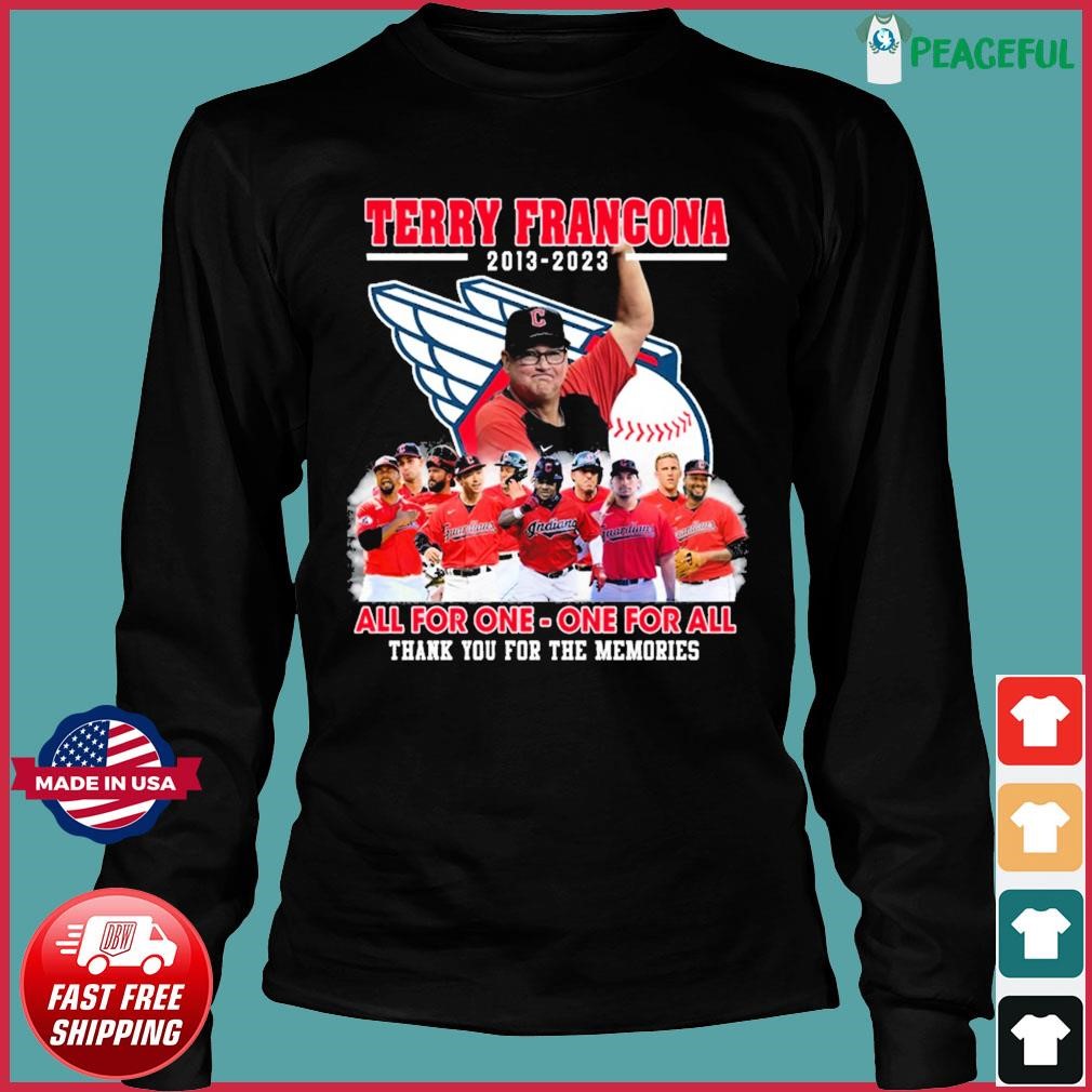 10 Years 2013-2023 Terry Francona Cleveland Indians And Guardians Thank You  For The Memories Shirt, hoodie, sweater, long sleeve and tank top