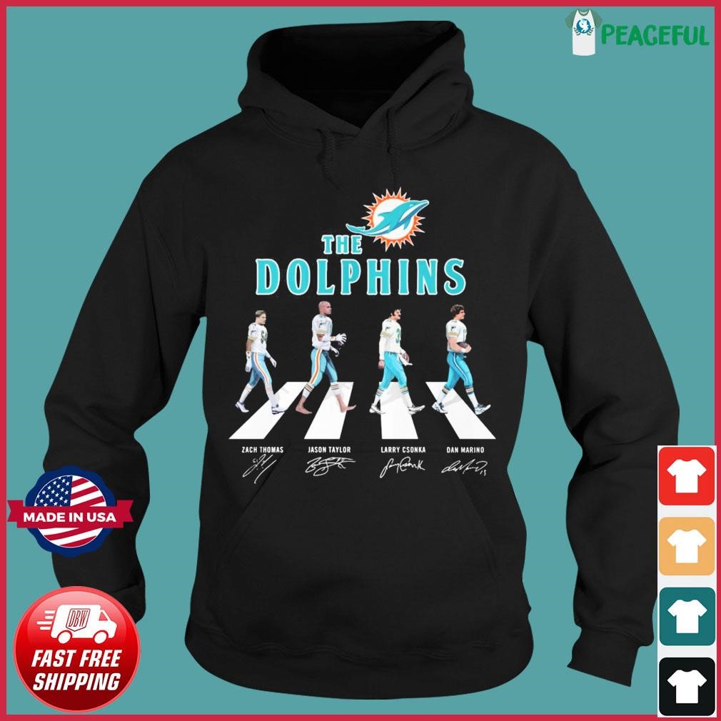 The Dolphins Abbey Road Zach Thomas Jason Taylor Larry Csonka And Dan  Marino Signatures Shirt, hoodie, sweater, long sleeve and tank top