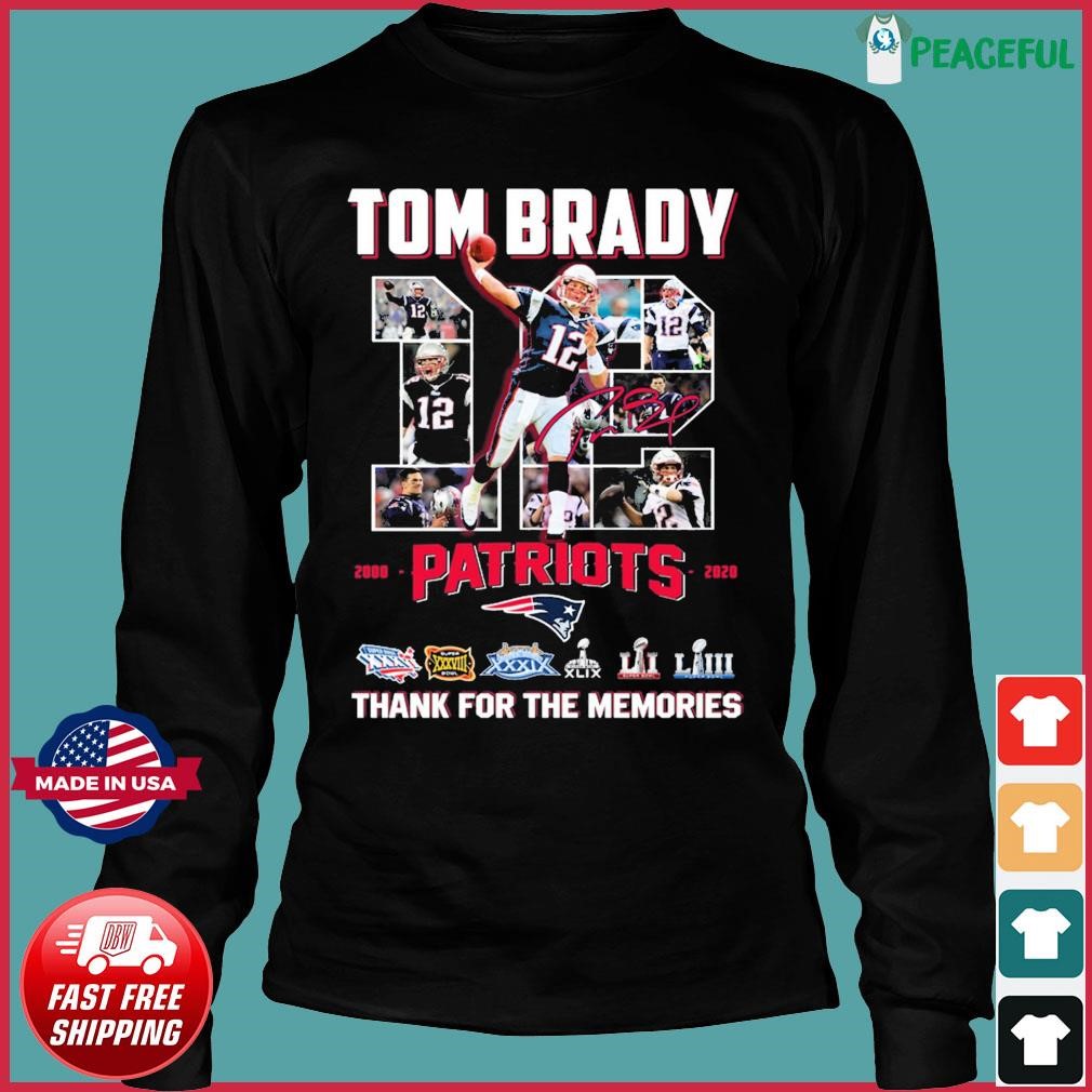 Tom brady 12 2000-2020 thank you for the memories shirt