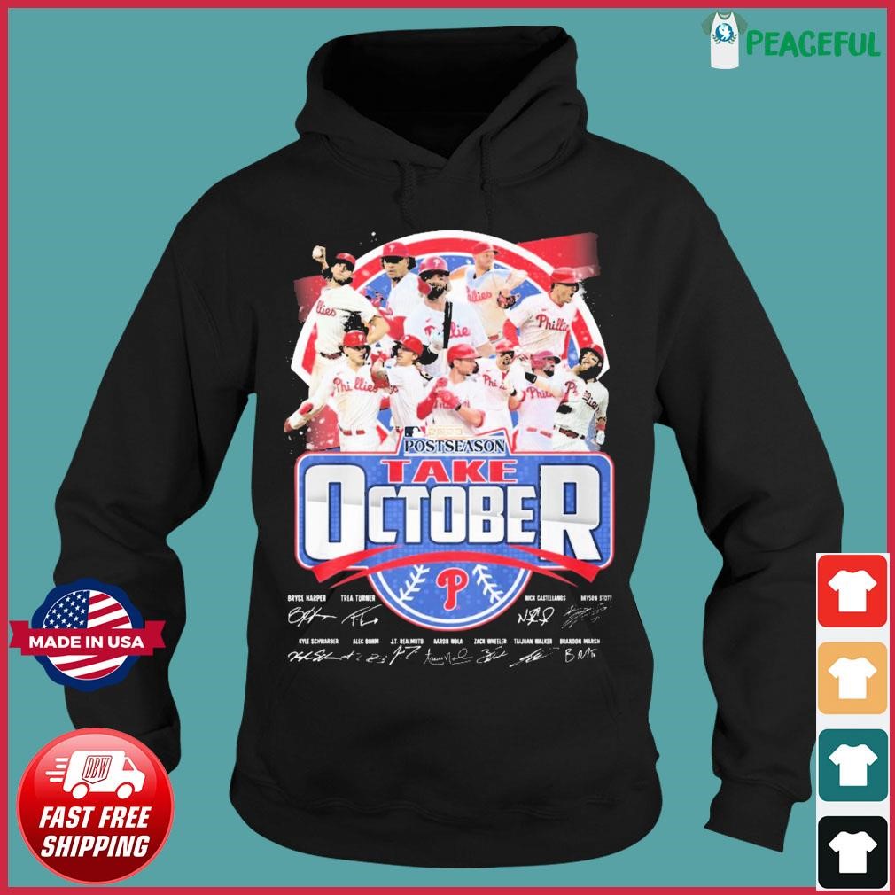 Official take October 2023 Postseason Philadelphia Phillies Team Signatures  T-Shirts, hoodie, tank top, sweater and long sleeve t-shirt