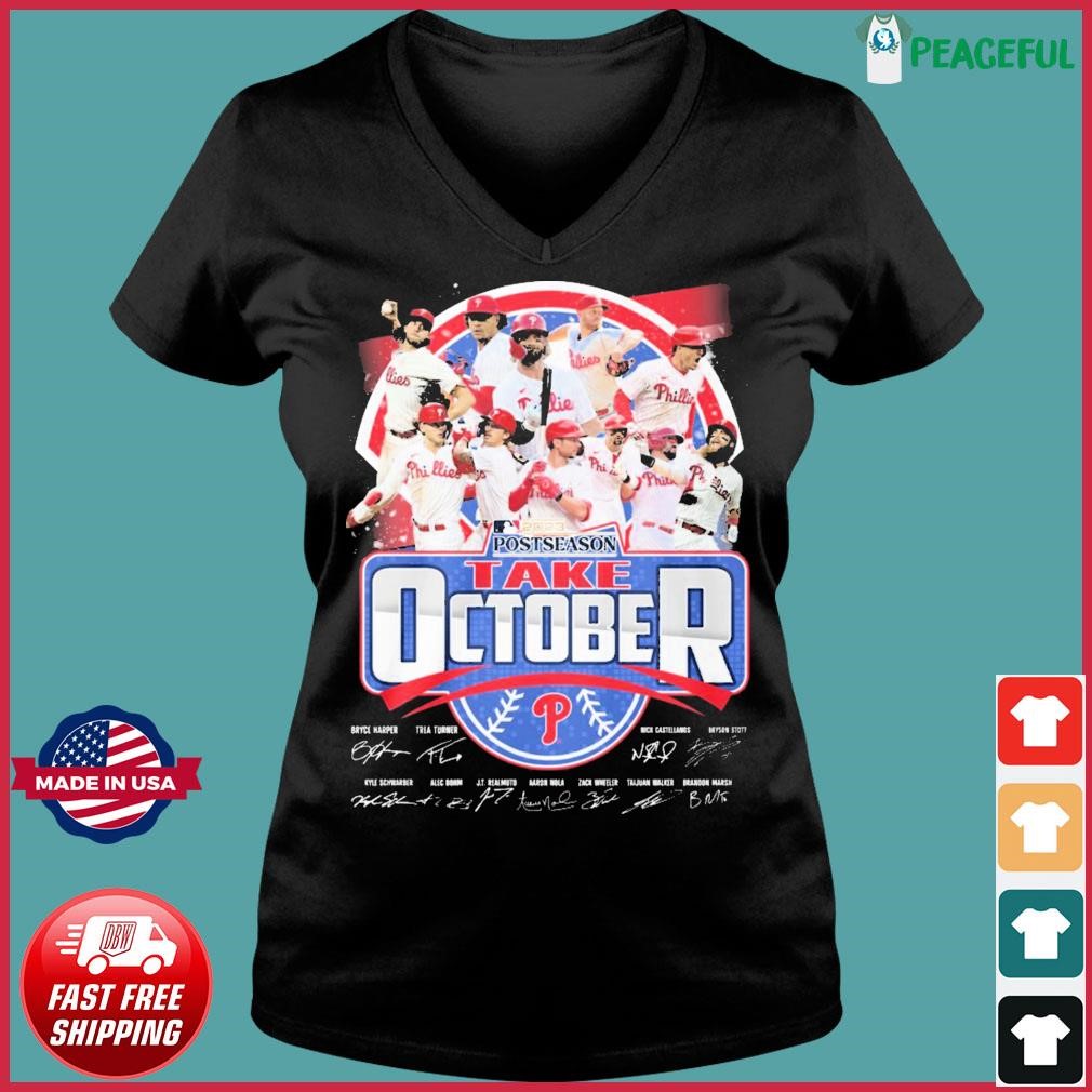 Official take October 2023 Postseason Philadelphia Phillies Team Signatures  T-Shirts, hoodie, tank top, sweater and long sleeve t-shirt