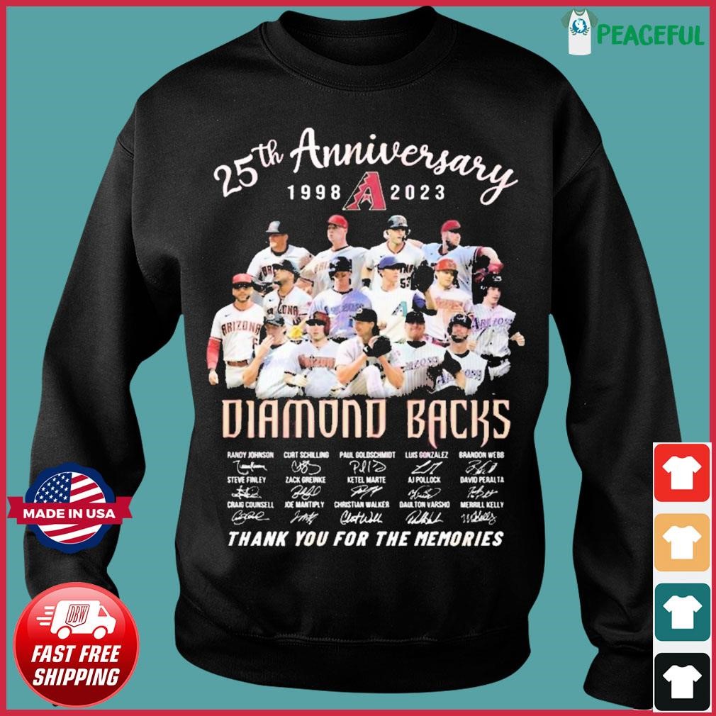 25th Anniversary 1998 - 2023 Arizona Diamondbacks Thank You For The  Memories Shirt - Peanutstee