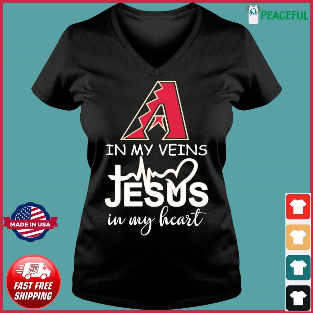 Arizona diamondbacks october in my veins Jesus in my heart 2023 Shirt -  HollyTees