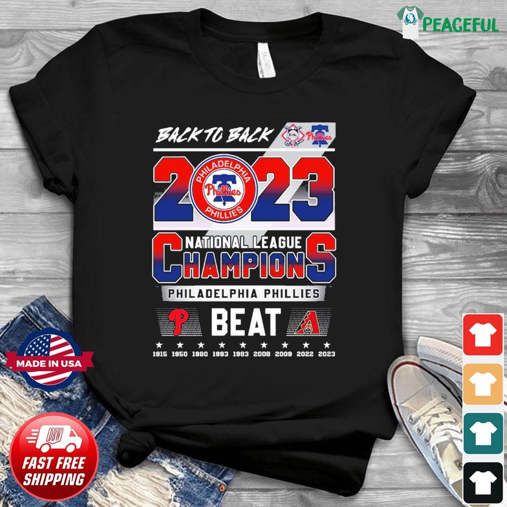 Back To Back National League Champions Philadelphia Phillies 2023 Logo  T-Shirt, hoodie, sweater, long sleeve and tank top