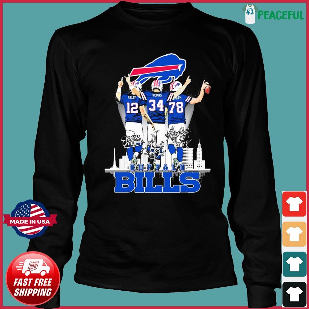 Official Buffalo Bills Skyline Jim Kelly Thurman Thomas and Bruce Smith  signatures shirt, hoodie, sweater, long sleeve and tank top