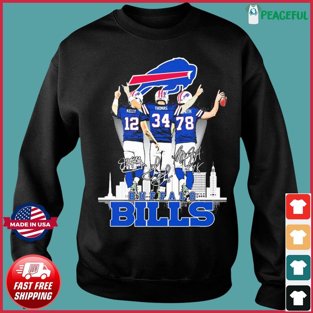 Buffalo Bills City Jim Kelly Thurman Thomas and Bruce Smith signatures shirt,  hoodie, longsleeve, sweatshirt, v-neck tee