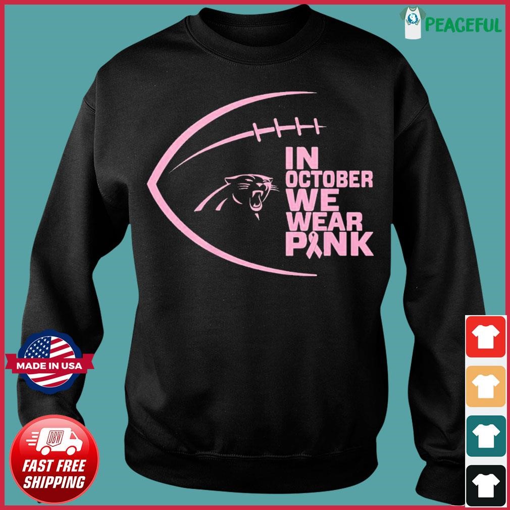 Pumpkin Carolina Panthers In October We Wear Pink Breast Cancer Awareness T- Shirt - TeeNavi