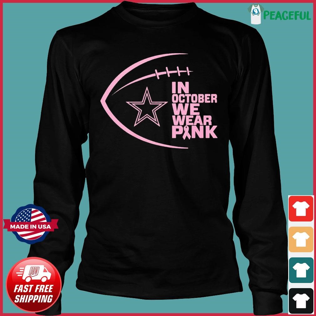 Pumpkin Dallas Cowboys In October We Wear Pink Breast Cancer Awareness T- Shirt - TeeNavi