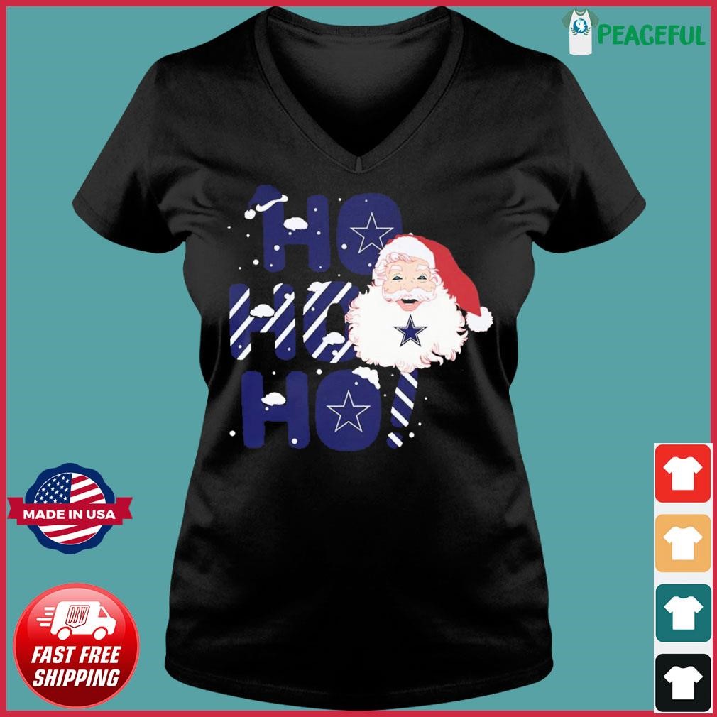 Dallas Cowboys NFL Football Ho Ho Ho Santa Claus Merry Christmas Shirt Long  Sleeve T-Shirt