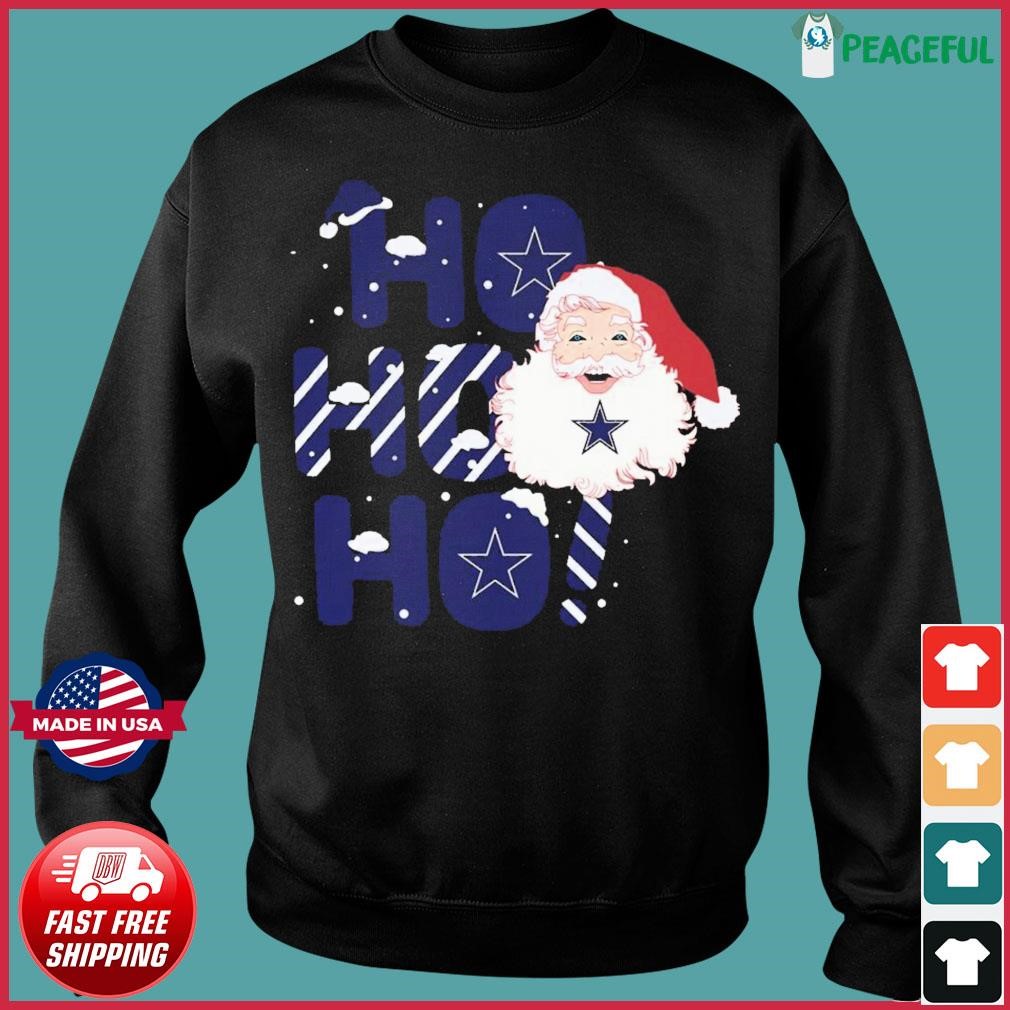 Dallas Cowboys NFL Football Ho Ho Ho Santa Claus Merry Christmas Shirt Long  Sleeve T-Shirt