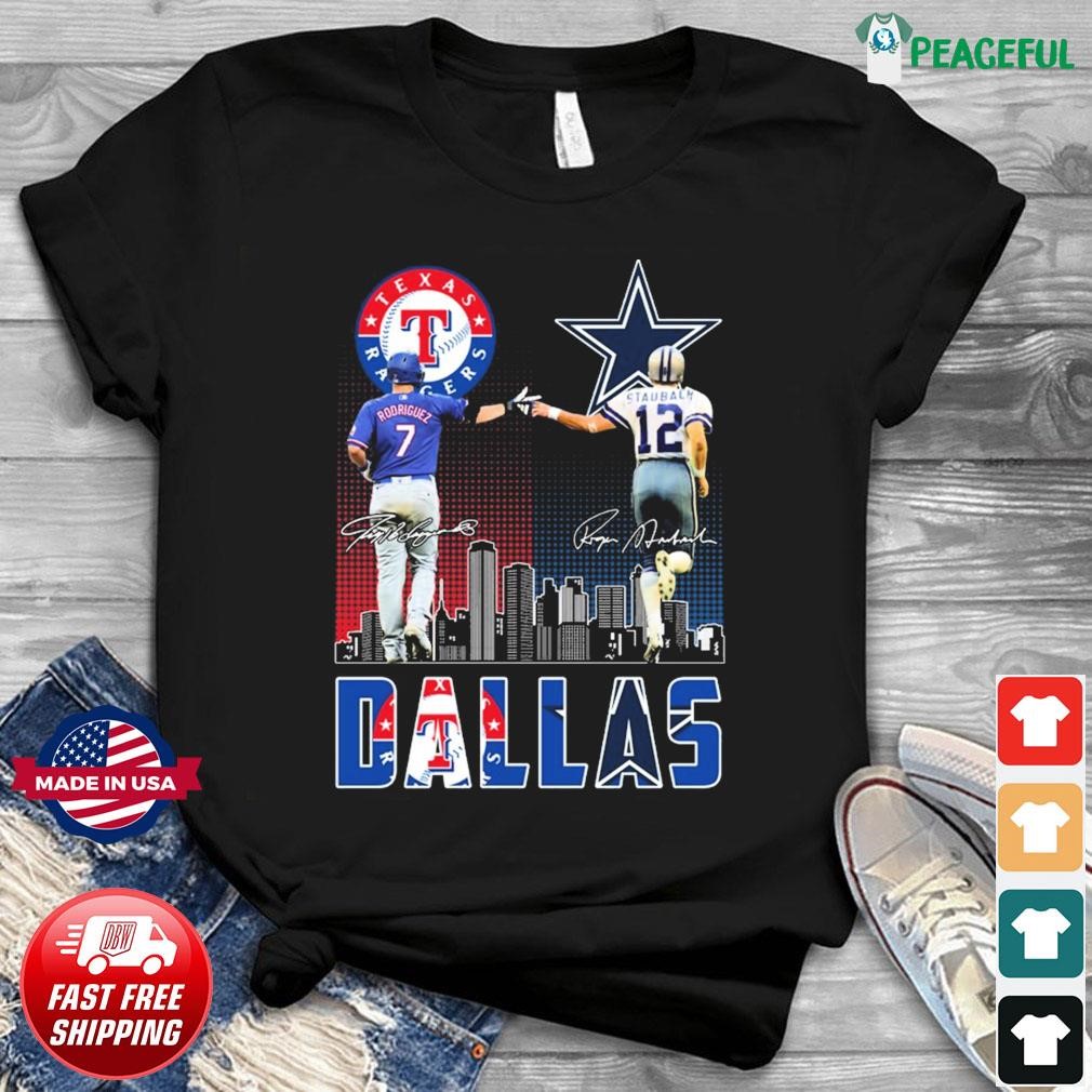 Quality Iván Rodríguez And Roger Staubach Dallas Sports Signatures Unisex T- Shirt - Roostershirt