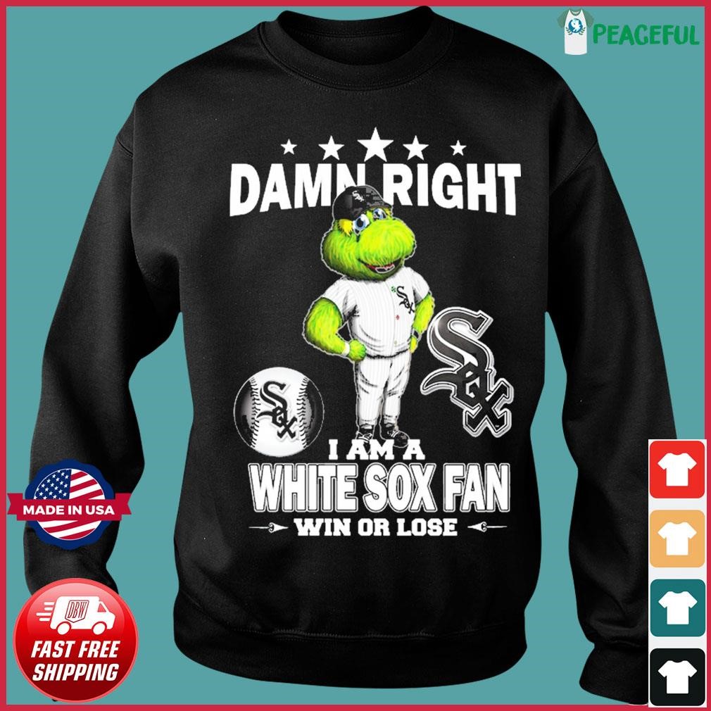 Damn right I am a Chicago Cubs fan win or lose mascot shirt, hoodie,  sweater, long sleeve and tank top