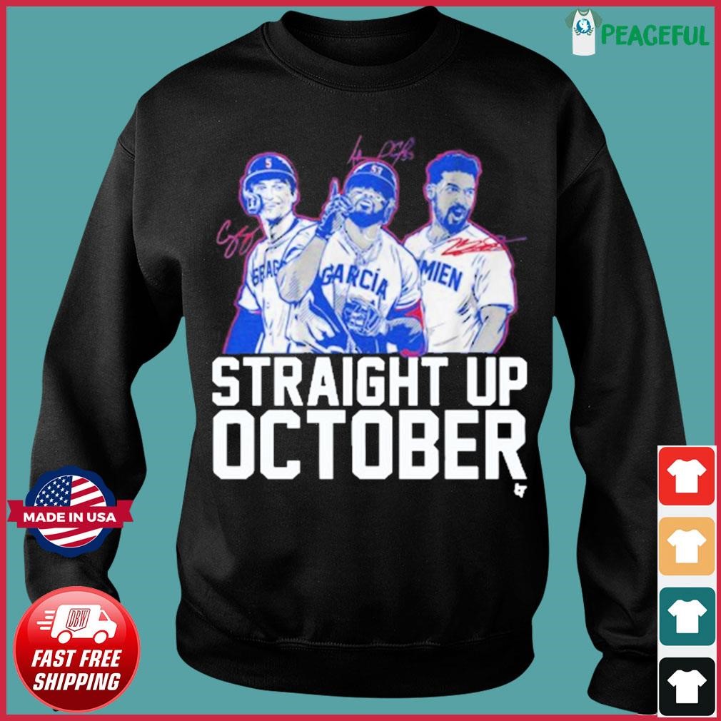 corey seager marcus semien and adolis garcia straight up october T-Shirt