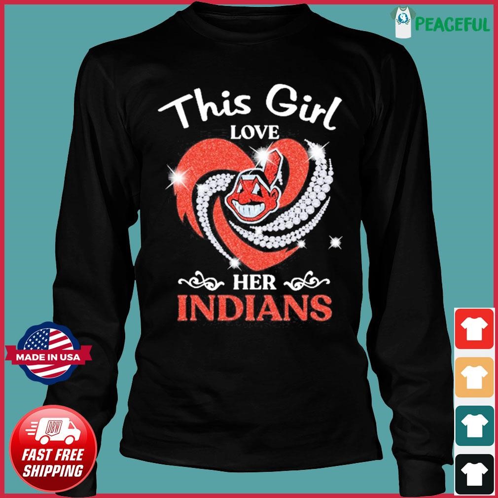 Girls Youth Red Cleveland Indians Fashion T-Shirt