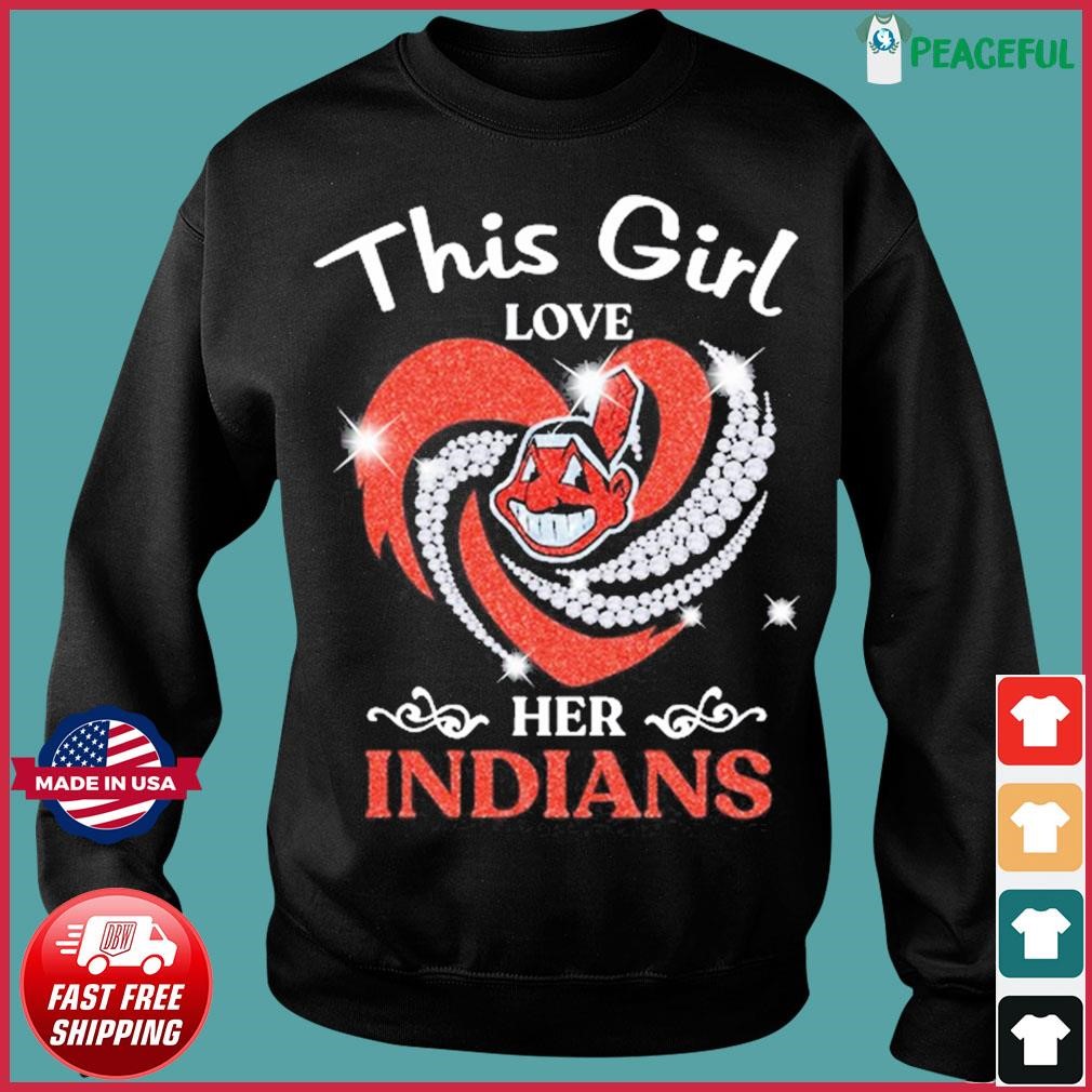 Girls Youth Red Cleveland Indians Fashion T-Shirt