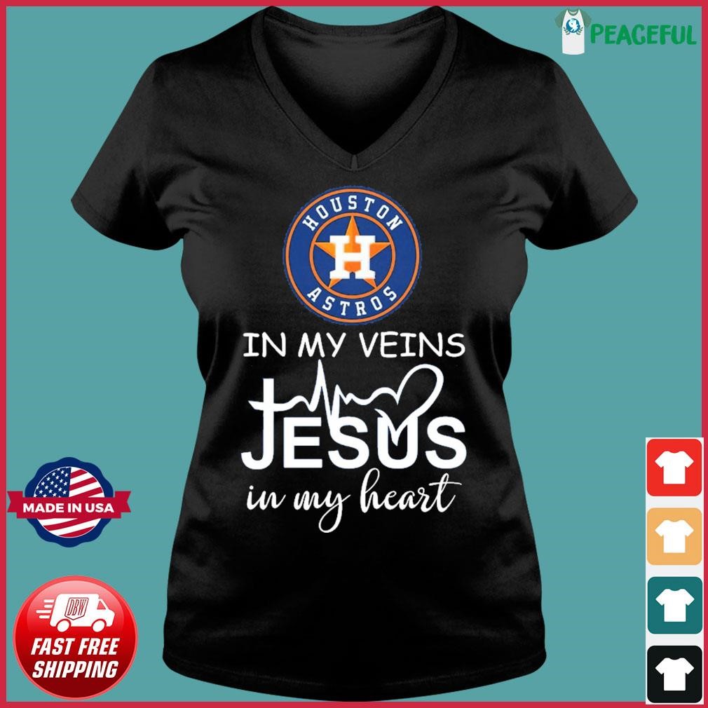 Houston astros october in my veins Jesus in my heart 2023 T-Shirt