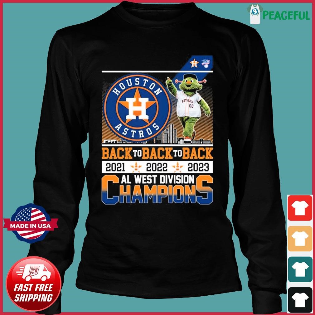 Houston Astros Mascot Back To Back To Back 2021 2022 2023 Al West Division  Champions Shirt, hoodie, sweater, long sleeve and tank top