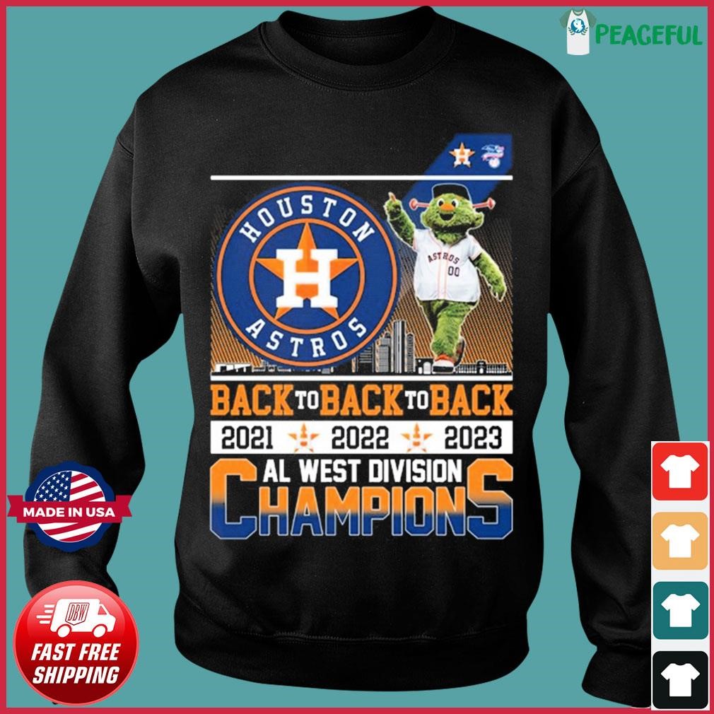 Houston Astros Orbit Mascot Back 2 Back 2 Back 2021-2022-2023 AL West  Champions Shirt, hoodie, sweater, long sleeve and tank top