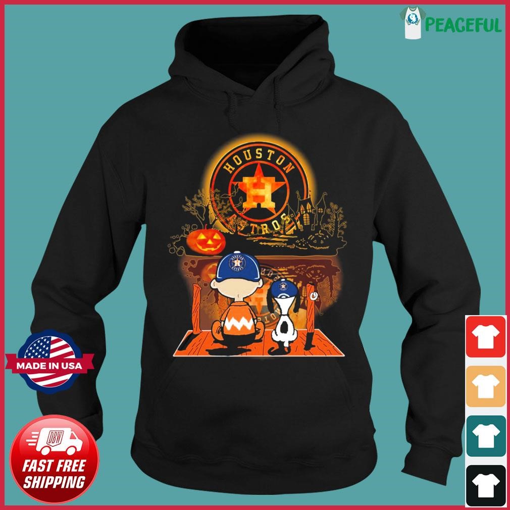 Houston Astros Peanuts Snoopy and Charlie Browns Watching Halloween Shirt,  hoodie, sweater, long sleeve and tank top