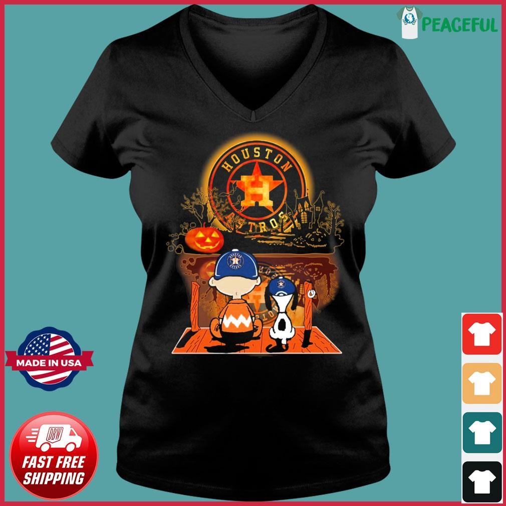 Houston Astros Peanuts Snoopy and Charlie Browns Watching Halloween Shirt,  hoodie, sweater, long sleeve and tank top