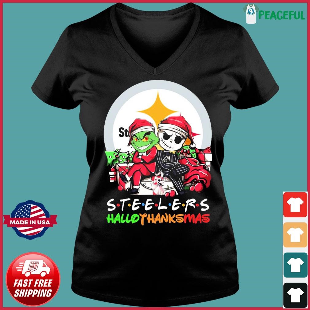 Jack Skellington And The Grinch Pittsburgh Steelers Hallothanksmas Shirt,  hoodie, sweater and long sleeve