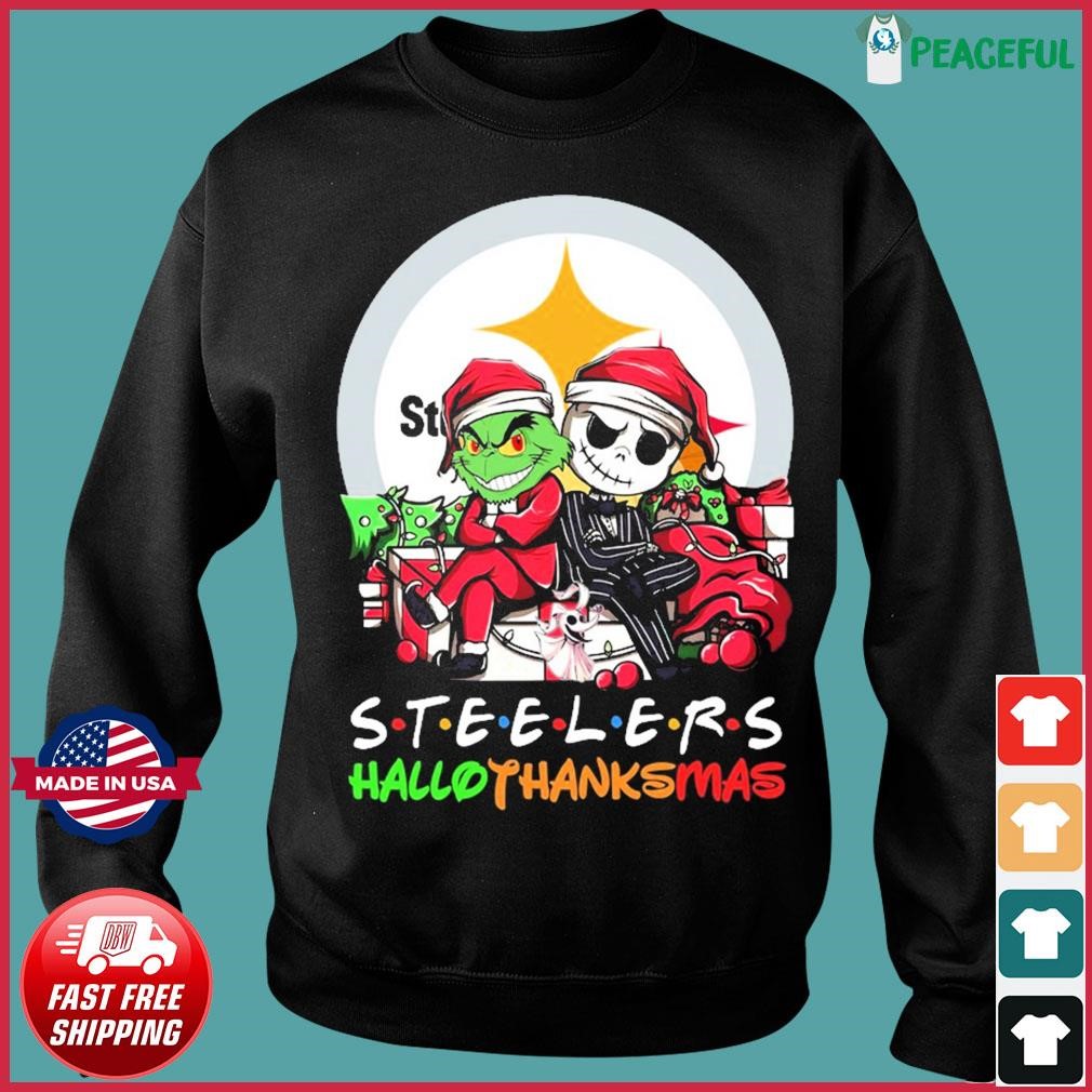 Grinch and Jack Skellington Pittsburgh Steelers HalloThankMas