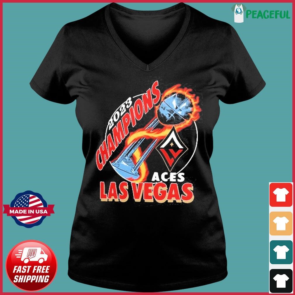 2023 WNBA Champs Las Vegas Aces T-Shirt from Homage. | Charcoal | Vintage Apparel from Homage.