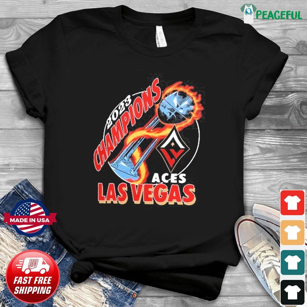 2023 WNBA Champs Las Vegas Aces T-Shirt from Homage. | Charcoal | Vintage Apparel from Homage.