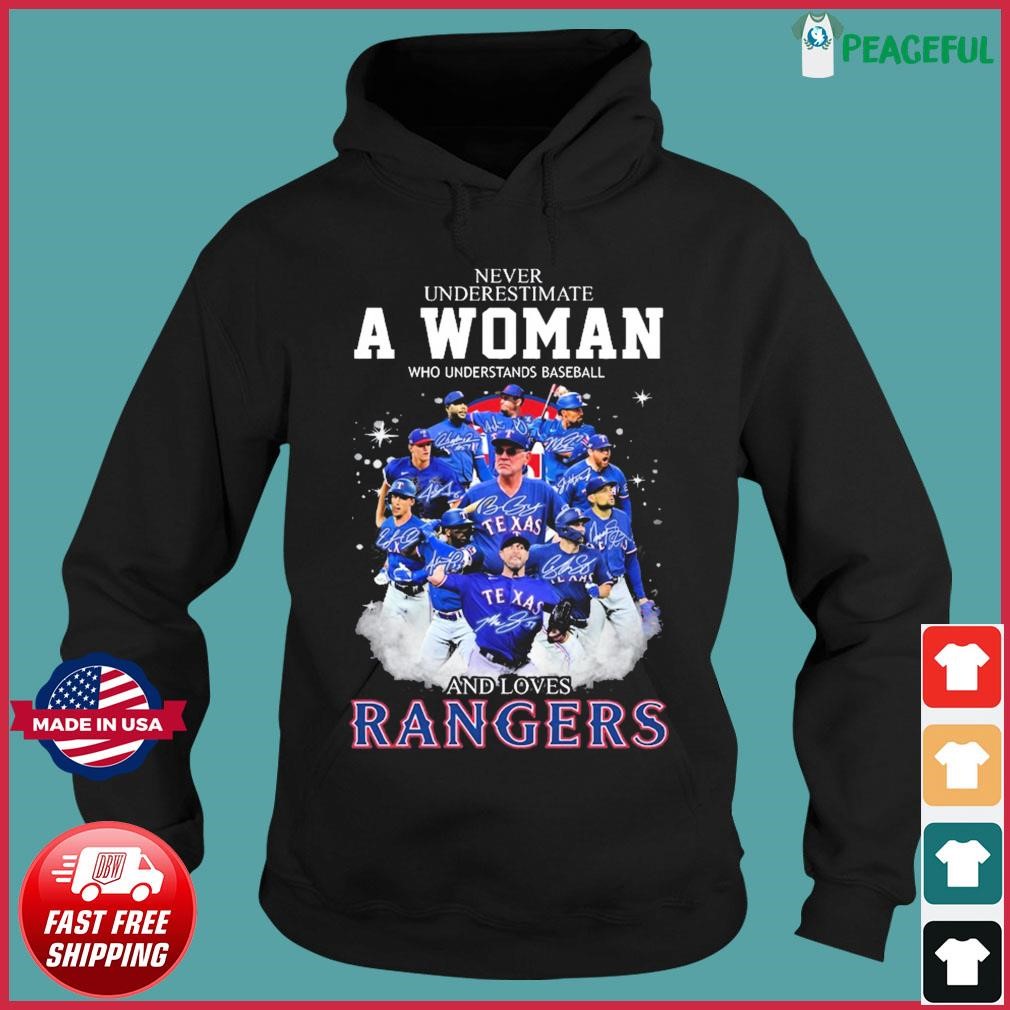 Get Never Underestimate A Woman Who Understands Baseball And Loves Texas  Rangers MLB Shirt For Free Shipping • Custom Xmas Gift