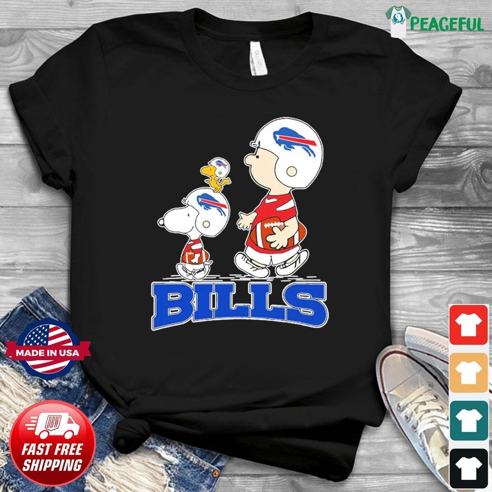 Charlie Brown and Snoopy dog life is with Buffalo Bills shirt