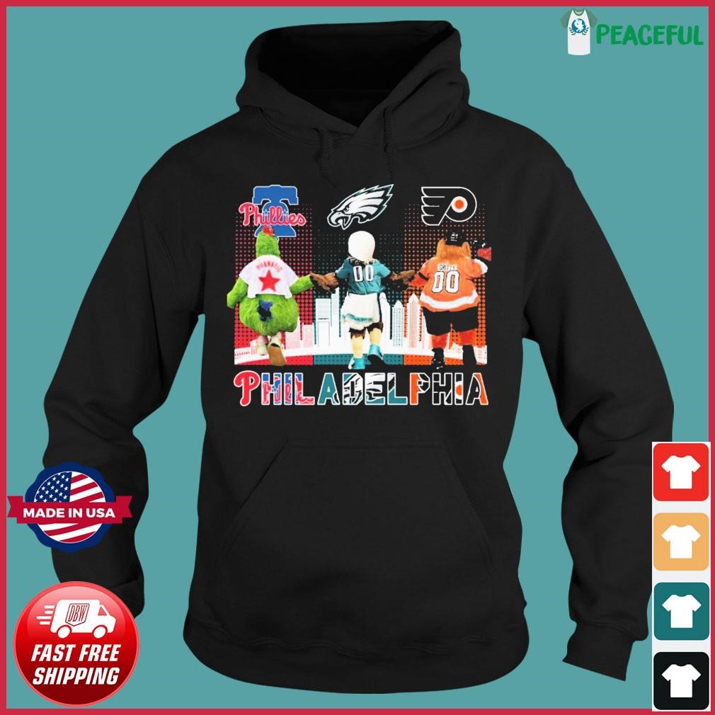 Philly Mascots Philly Mascots Phillies Phanatic Flyers Gritty Eagles Swoop  shirt, hoodie, sweater, long sleeve and tank top