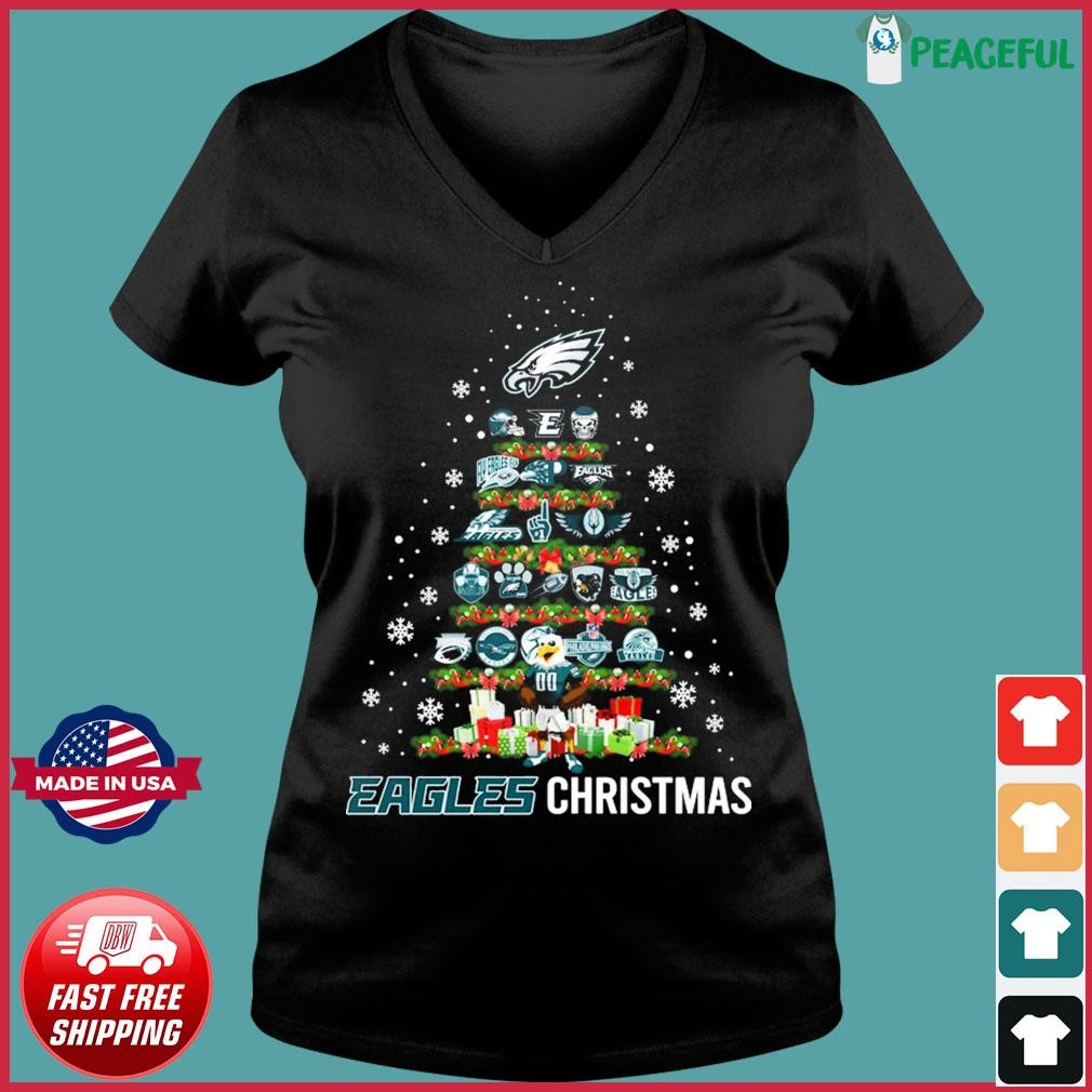 Philadelphia Eagles Christmas Tree Black Men S to 5XL T- Shirt Xmas Gift