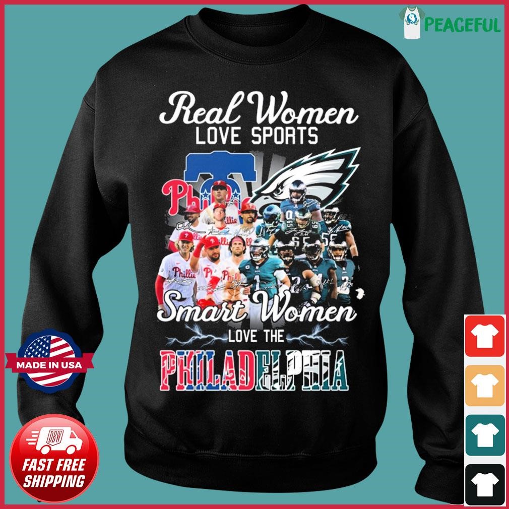 Just A Woman Who Loves Her Philadelphia Eagles And Philadelphia Phillies  Shirt - Teespix - Store Fashion LLC