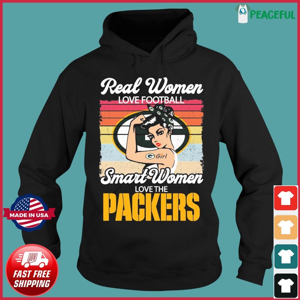 Real Women Love Football Smart Women Love The Green Bay Packers 2023 Logo  Shirt Plus Size