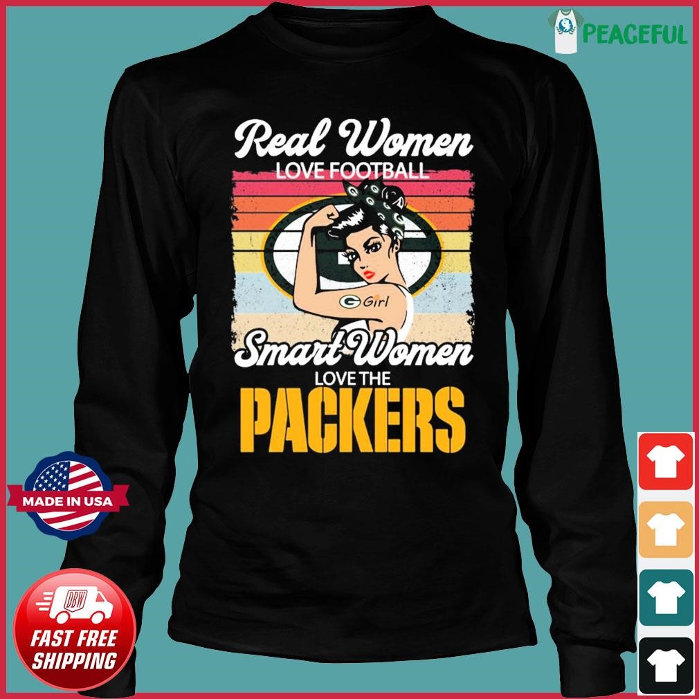 Real women love football smart women love the Green Bay Packers heart logo  shirt, hoodie, sweater, long sleeve and tank top