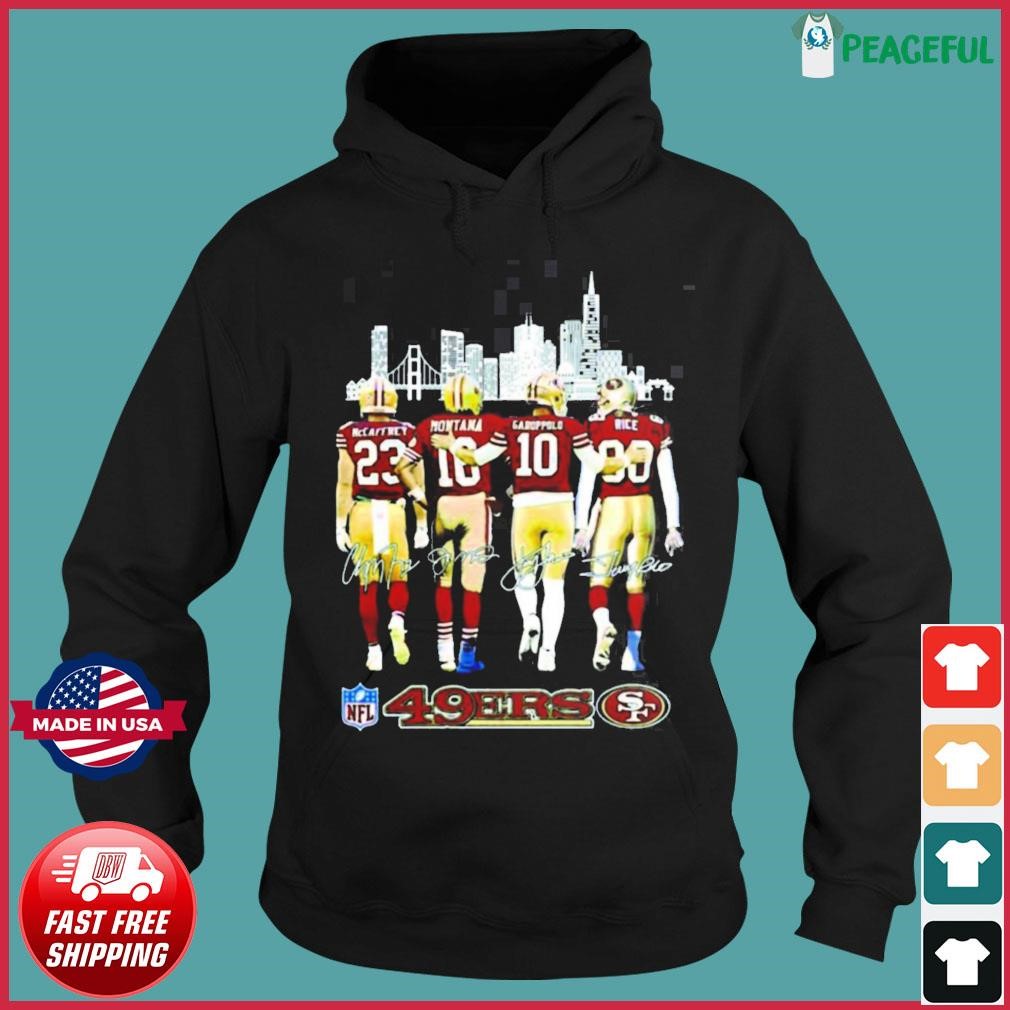 San Francisco 49ers 2023 NFL west champions Mccaffrey Montana signatures  shirt, hoodie, sweater, long sleeve and tank top