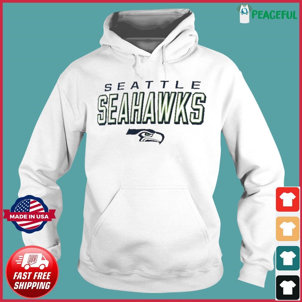 Women's Fanatics Branded White Seattle Seahawks Colorblock Primary Logo Pullover Sweatshirt