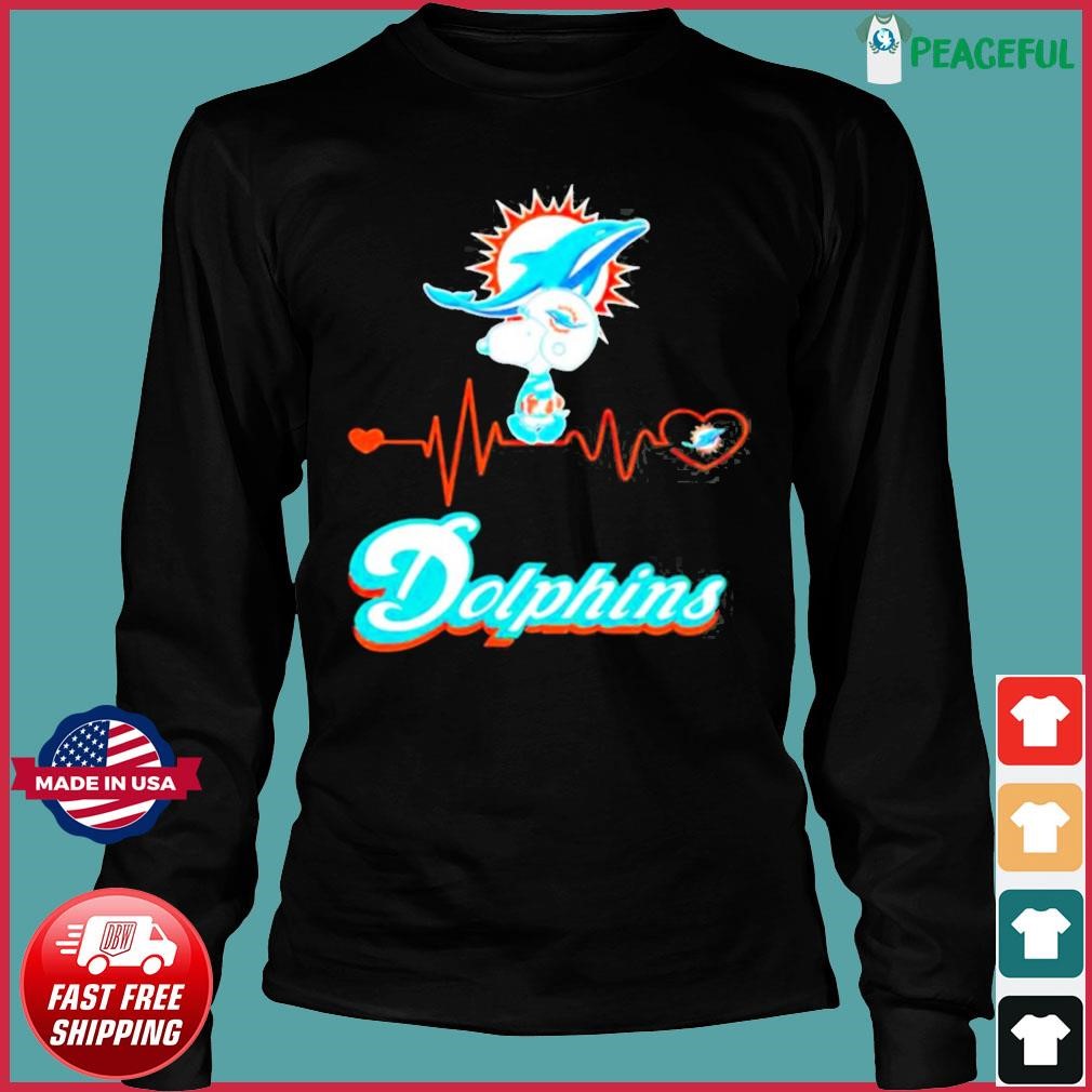 Snoopy Miami Dolphins Logo Heartbeat Shirt - High-Quality Printed