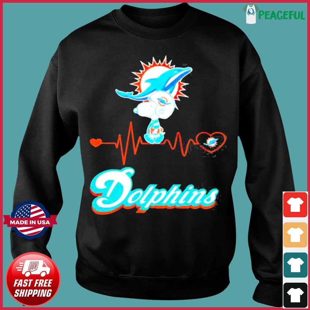 Snoopy Miami Dolphins Logo Heartbeat Shirt - High-Quality Printed