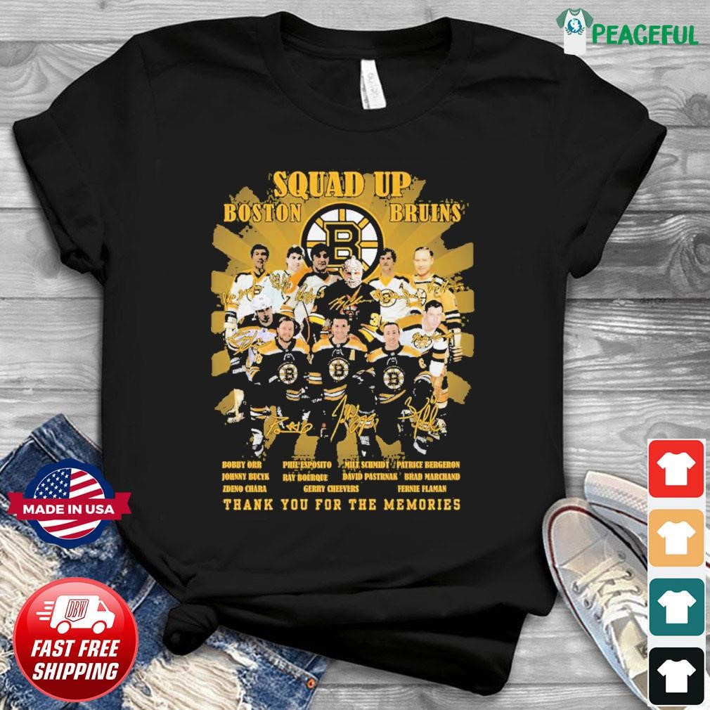 Squad Up Boston Bruins 2023 Thank You For The Memories Signatures Shirt,  hoodie, sweater and long sleeve