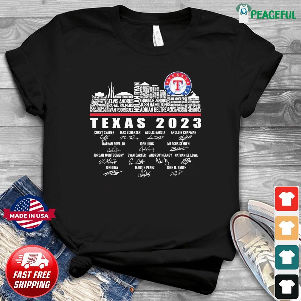 Texas Rangers Players Texas 2023 City Skyline Shirt, hoodie, longsleeve,  sweatshirt, v-neck tee