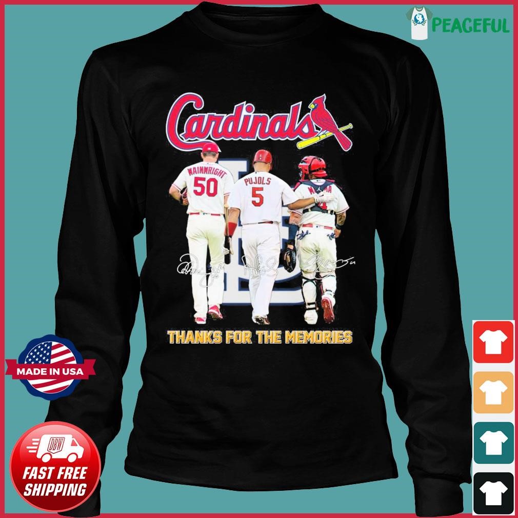 St. Louis Cardinals Wainwright Pujols And Molina Thank You For The Memories  signatures shirt, hoodie, sweater, long sleeve and tank top